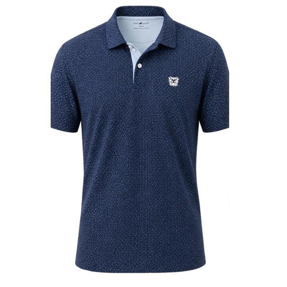 Horn Legend Mens 4XL Navy Blue Geometric Bamboo Charcoal Bulldog Polo Shirt